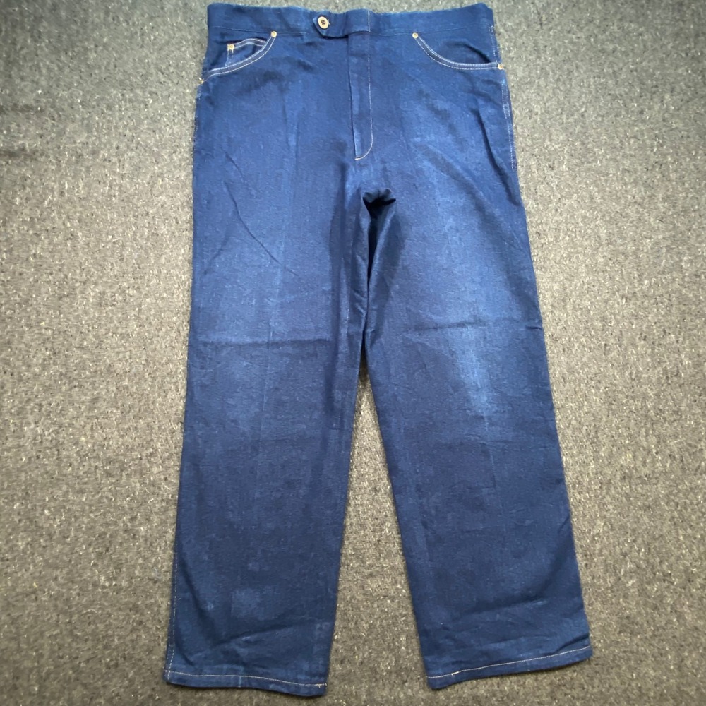 Sansabelt Denim Trousers 36x30 Mens Blue Vintage Beltless Straight Leg Pants